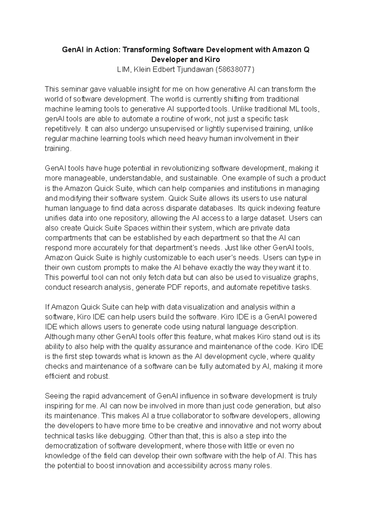 AI Seminar Essay: Transforming Software Development with GenAI Tools ...
