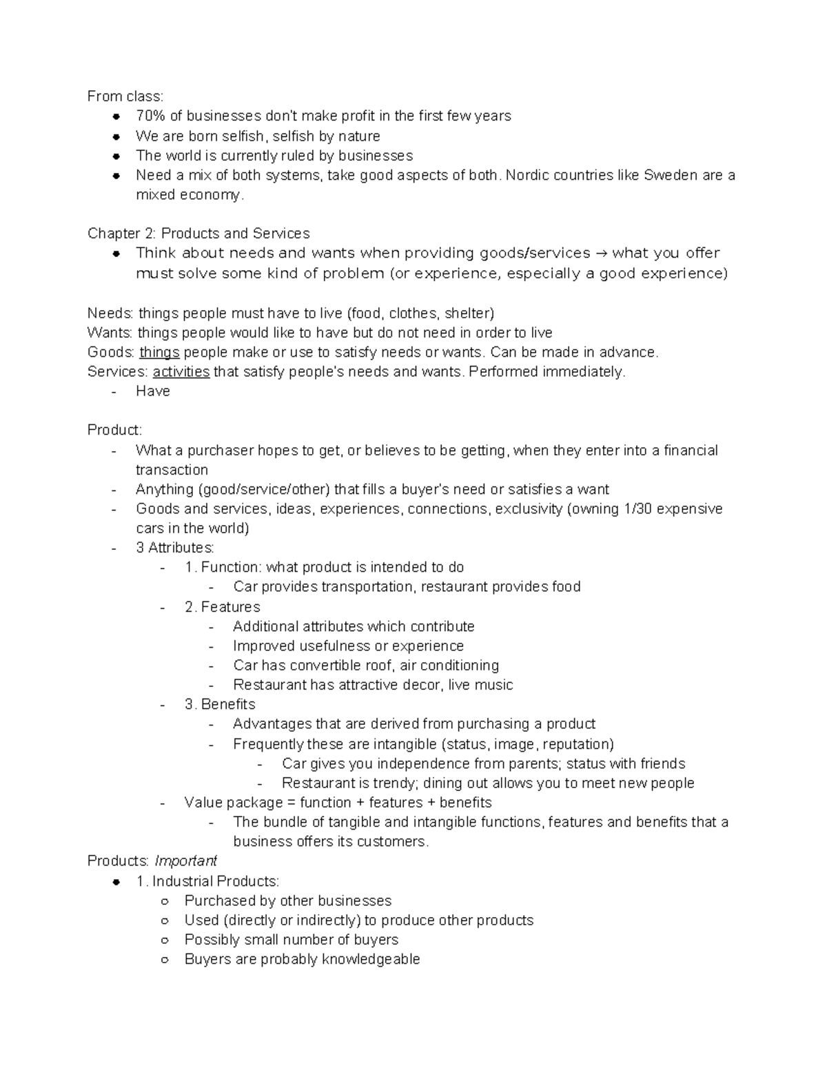 Week 2 - Chapter 2: Products and Services Overview - Studocu