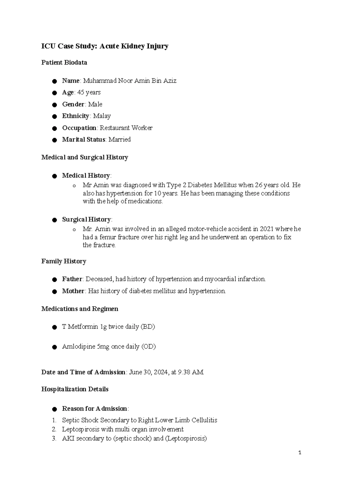 Case Study: Septic Shock Management in a 39-Year-Old Male (ICU) - Studocu