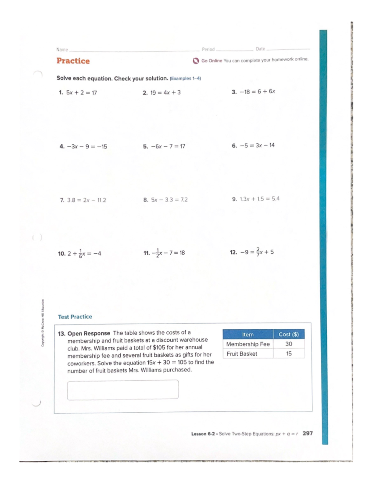 One and Two-Step Equations Practice (Lesson 297) - Studocu