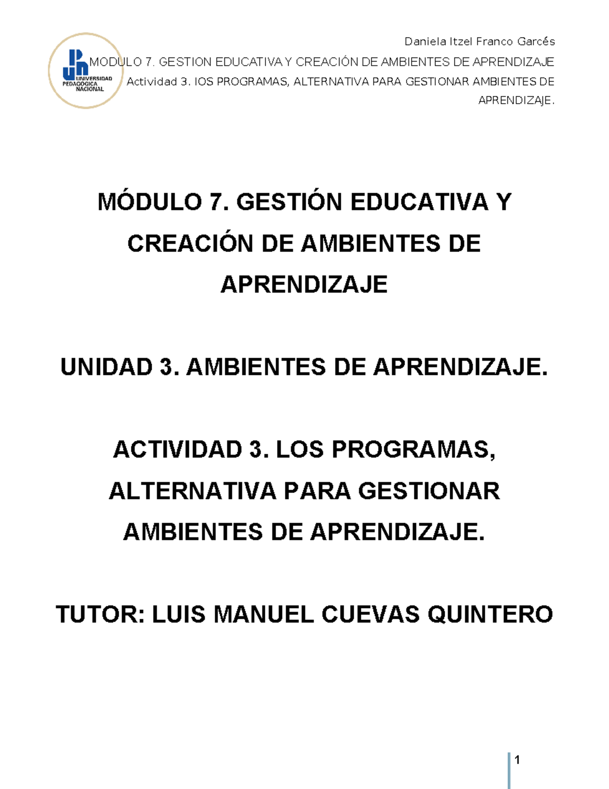 Módulo 7: Gestión Educativa y Creación de Ambientes de Aprendizaje ...