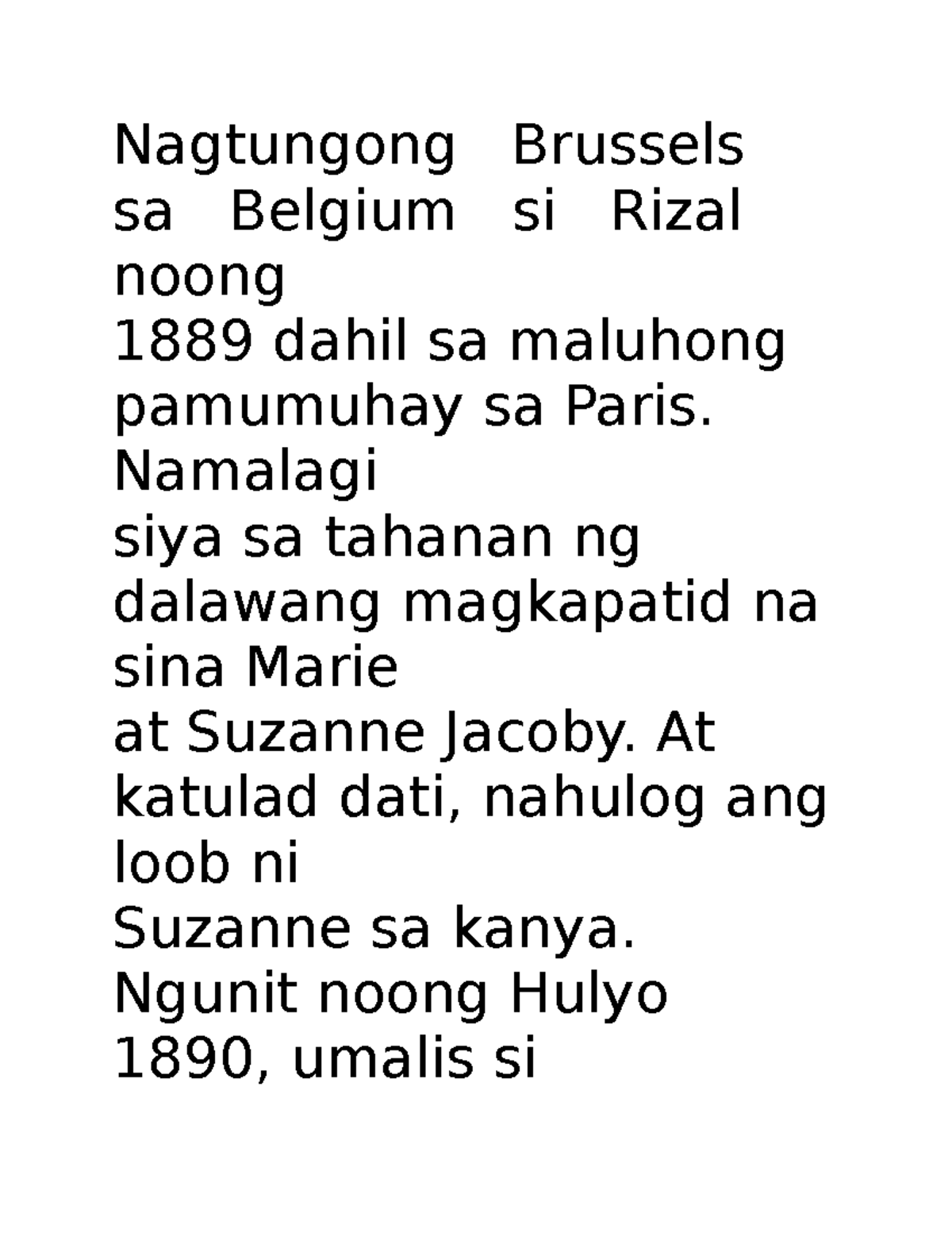 Rizal's Romantic Connections: Jacoby & Ortiga y Rey (1889-1891) - Studocu