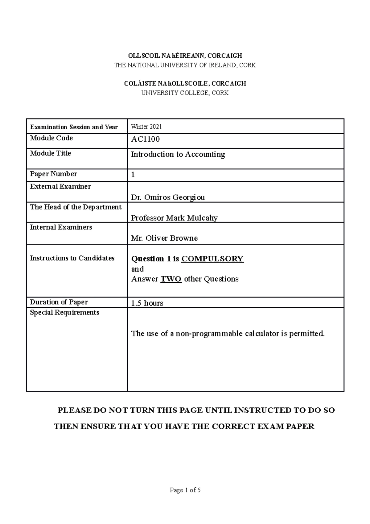 Format OF SOCI AND SOFP FOR A SOLE Trader - AC1100 Dr. Sandra Brosnan ...