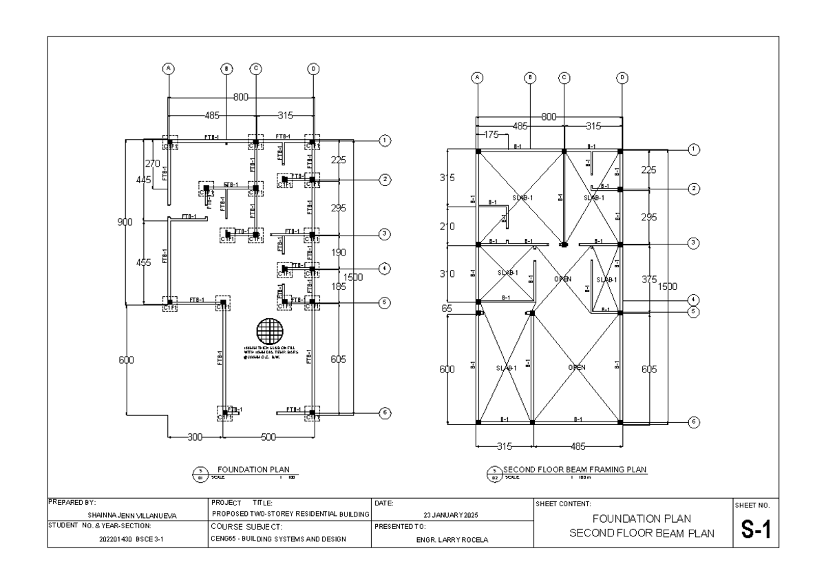 Structural PLAN - PROJECT TITLE: SHEET NO. PRESENTED TO: DATE: COURSE ...