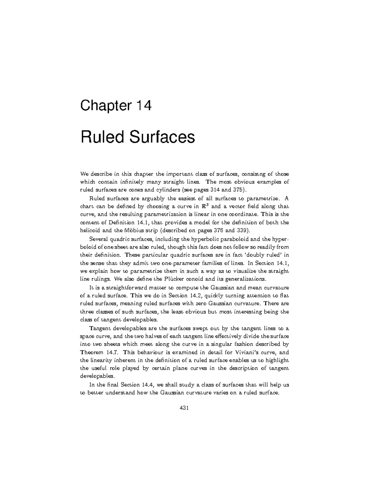Ruled Surfaces - Lecture Notes for Math 101 (Chapters 8-10) - Studocu