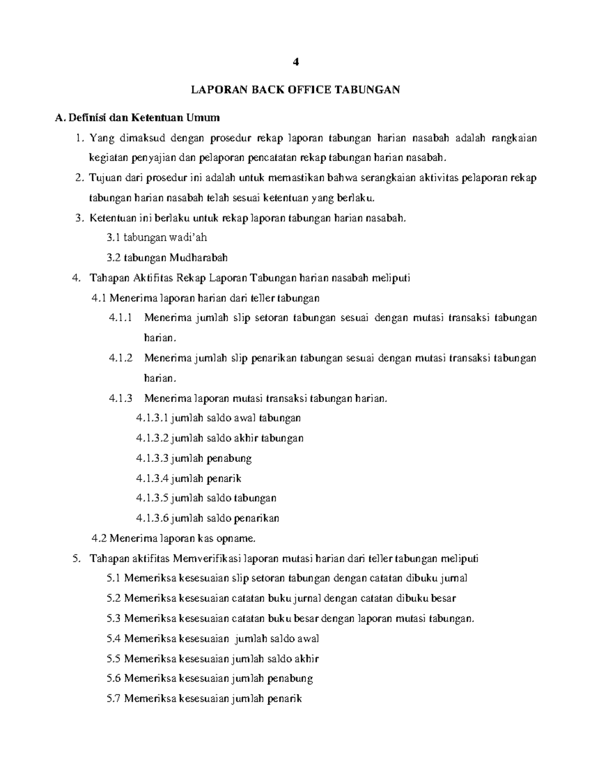 Laporan Proses Rekap Harian Tabungan: Prosedur dan Ketentuan - Studocu