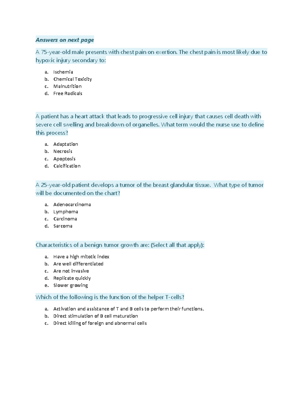 NUR 101 Exam 1 Study Questions and Key Concepts Review - Studocu
