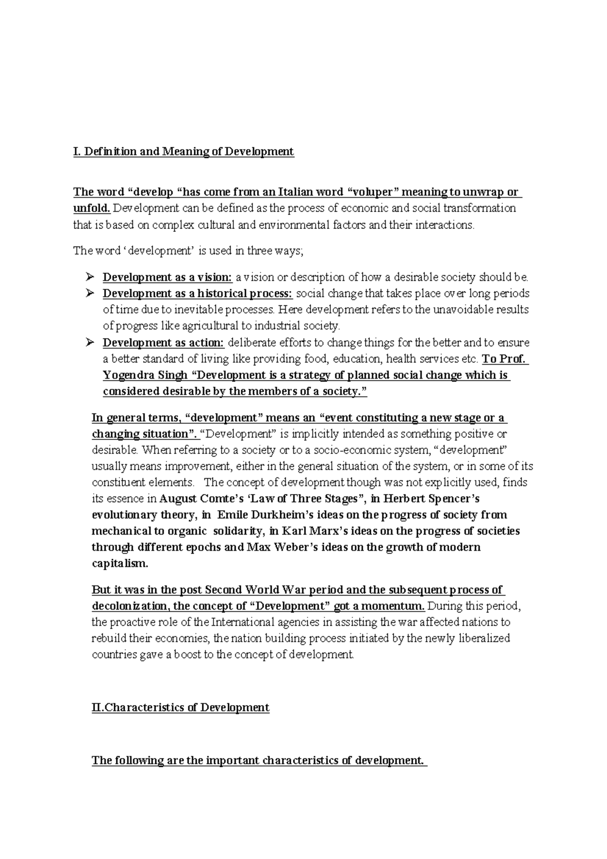 SOD Intro - SOCIOLOGY OF DEVELOPEMENT - I. Definition and Meaning of ...