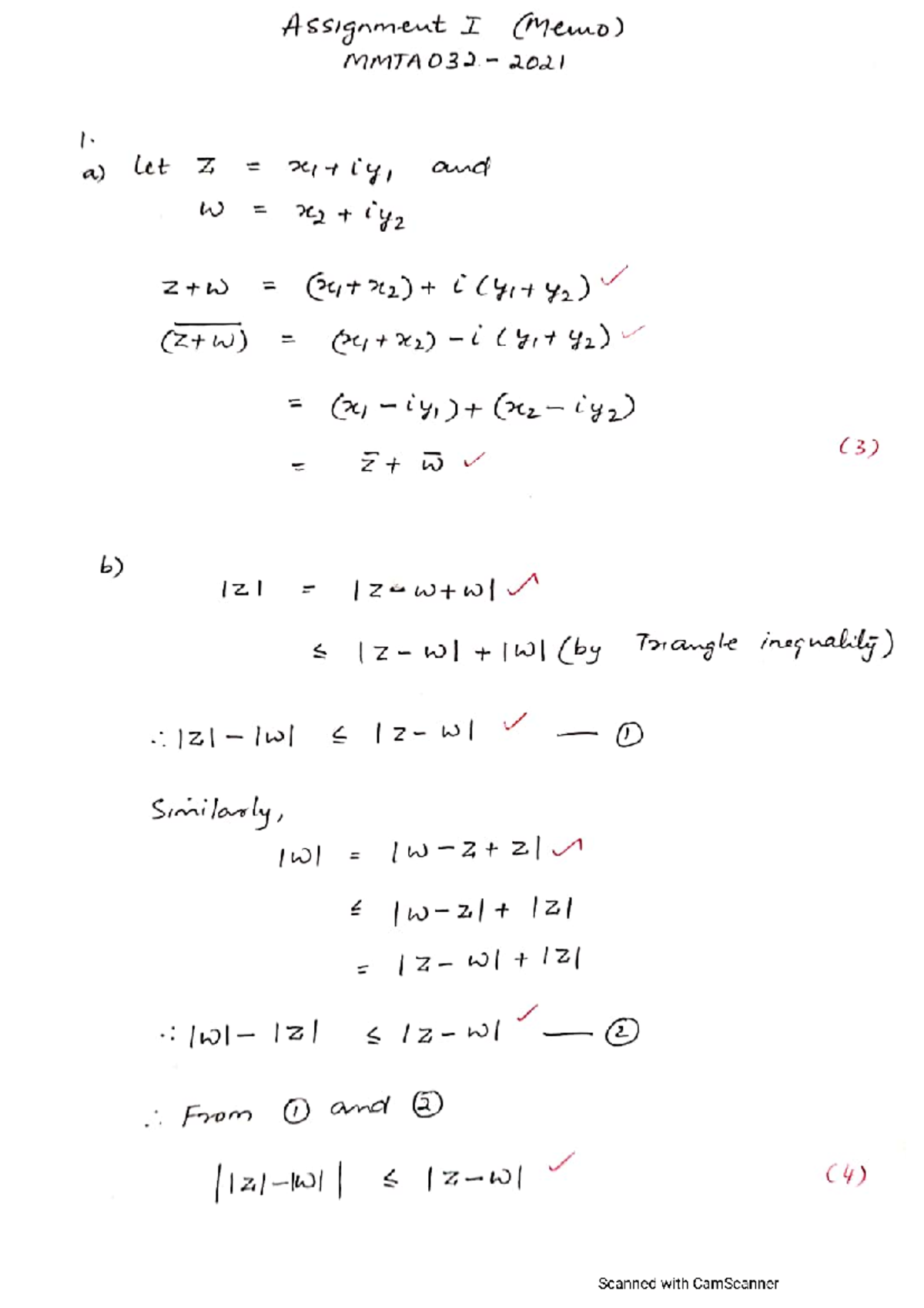 MMTA032 Assignment I Memo - Complex Numbers and Limits - Studocu