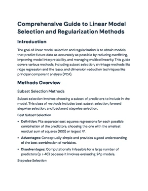 Linear Model Selection & Regularization Methods Overview (STAT 601 ...