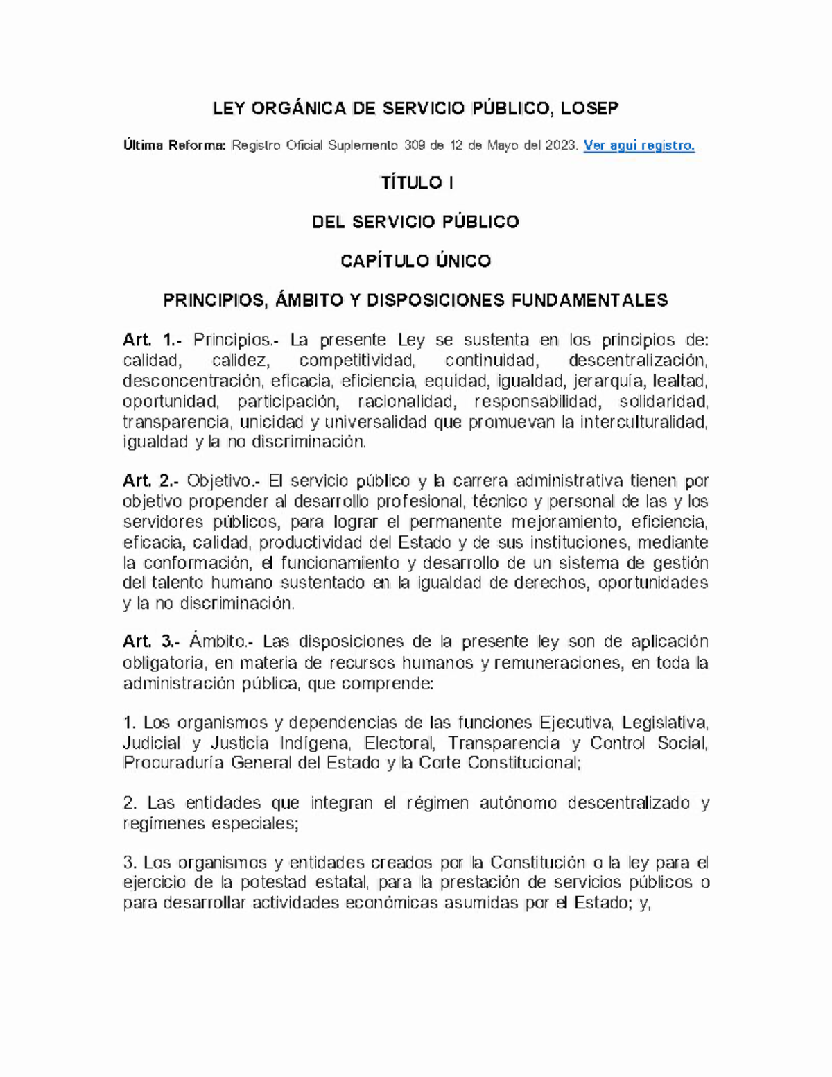 LEY ORGÁNICA DE SERVICIO PÚBLICO, LOSEP - Análisis y Disposiciones ...