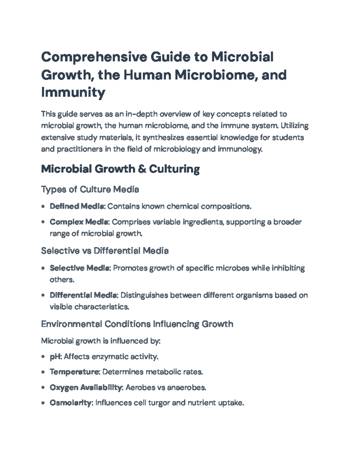 Comprehensive Guide to Microbial Growth and Immunity: A Study Resource ...