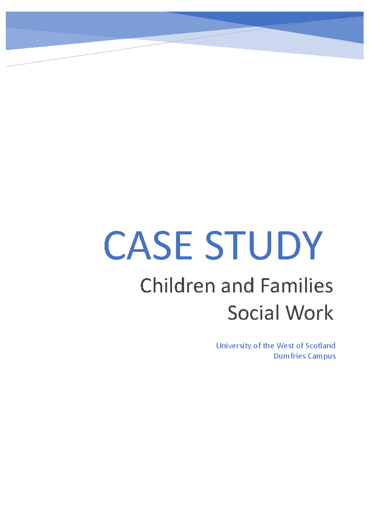 CASE Study SH-3: Integrated Child Welfare Analysis in Social Work - Studocu