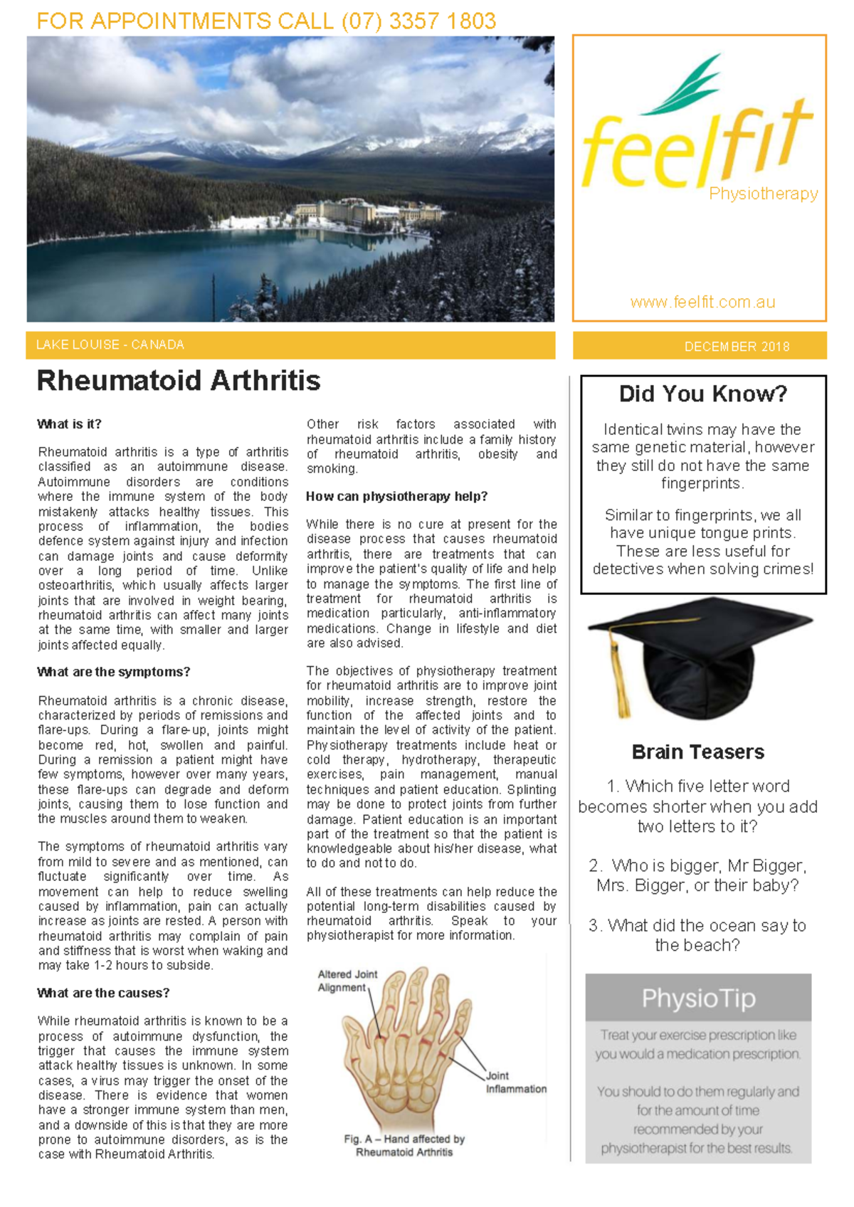 Physiotherapy for Rheumatoid Arthritis: Insights & Treatments (Dec 2018 ...