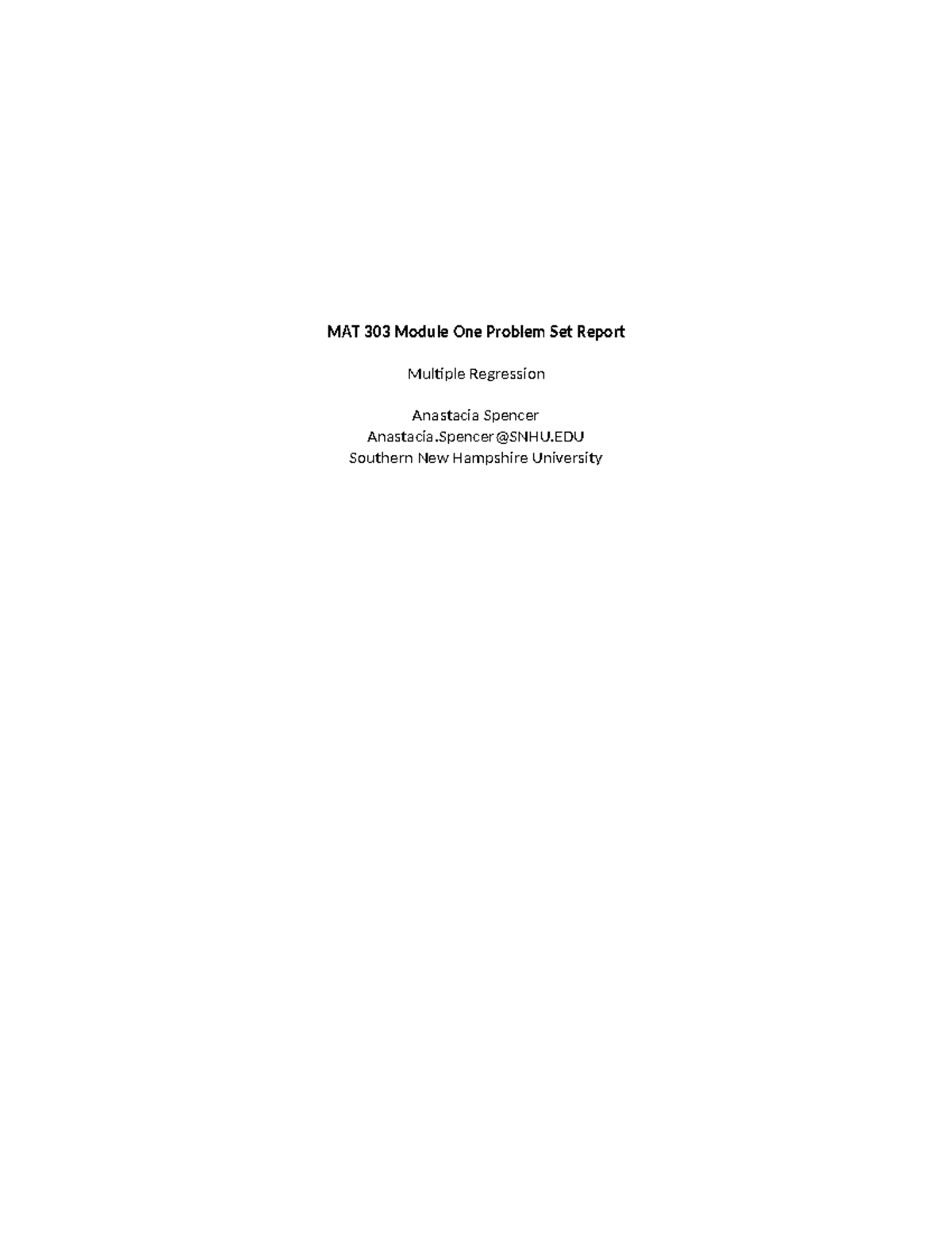 MAT 303 Module One Problem Set Report Template - MAT 303 Module One ...