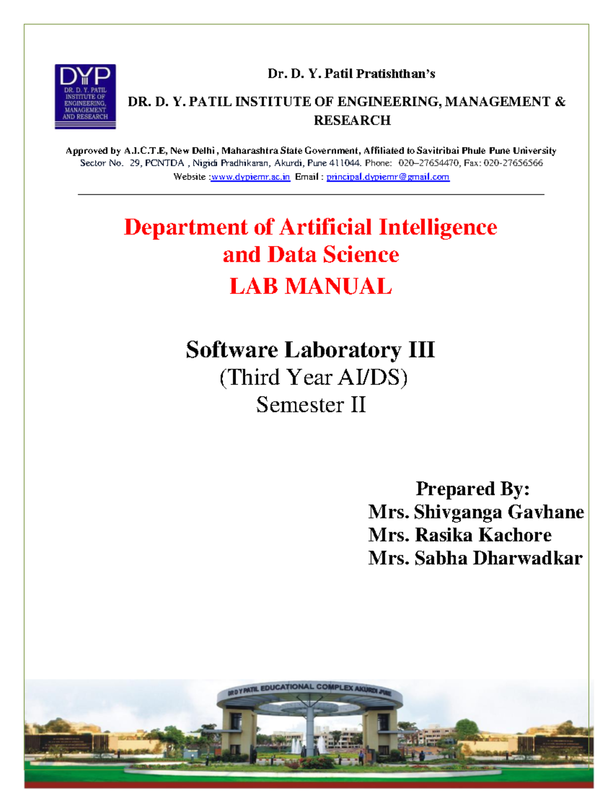 DATA SCIENCE LAB MANUAL (317534) FOR SOFTWARE LAB III - SEM II - Studocu
