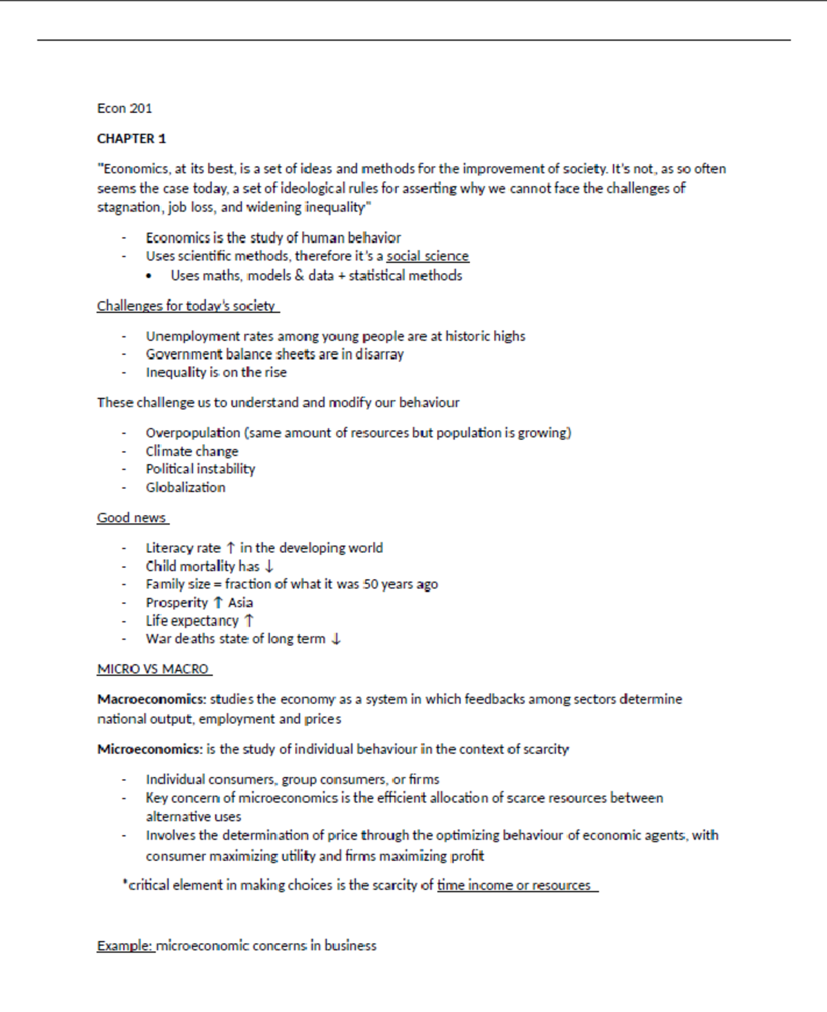 Chapter 1 Introduction into Microeconomics and Important Key Terms ...