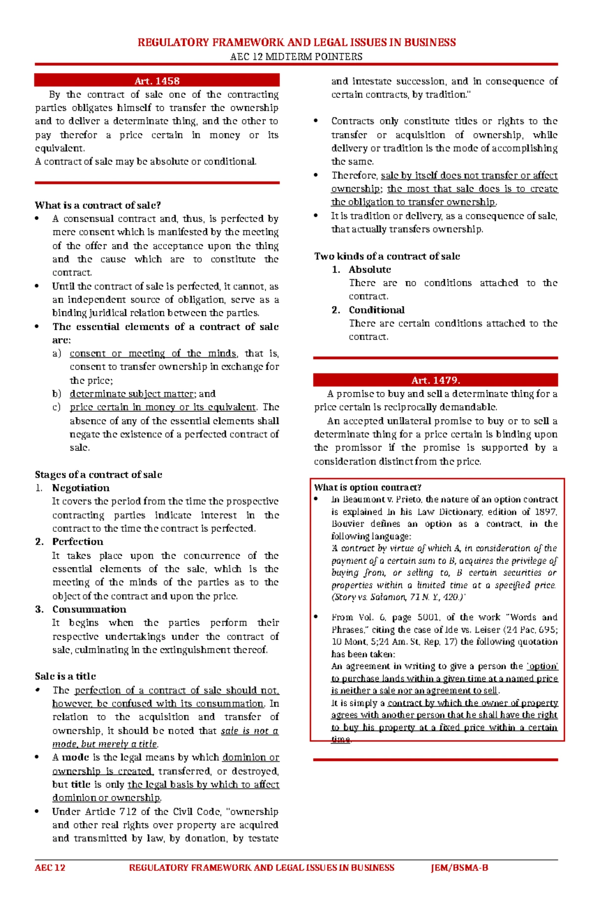 Maceda Law (RA 6552): Buyer Protection & Rights on Installments - Studocu