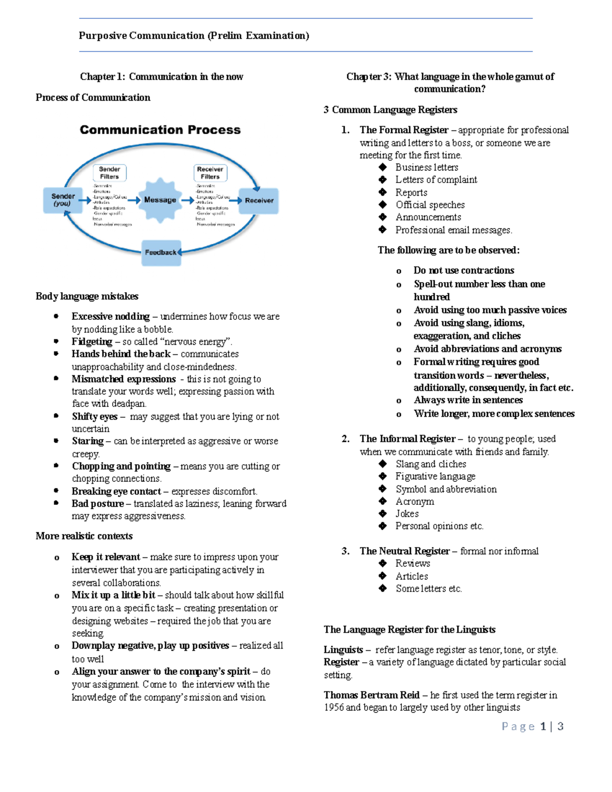 Pur Com: Prelim Exam Notes on Purposive Communication Concepts - Studocu