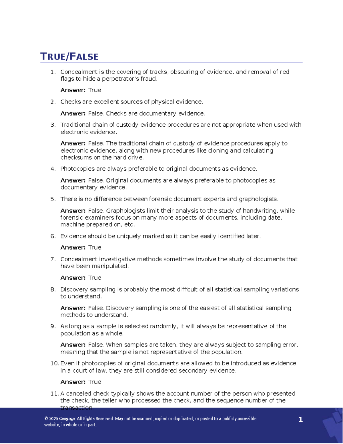 Ch. 8 Solutions: Forensic Evidence & Fraud Investigation Insights - Studocu