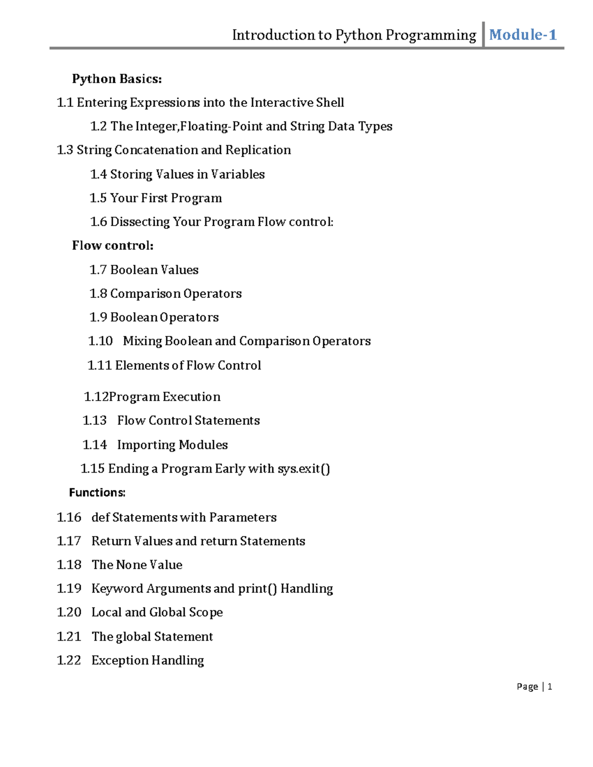 Python Programming Basics: Module 1 Notes (Revised 2024-25) - Studocu