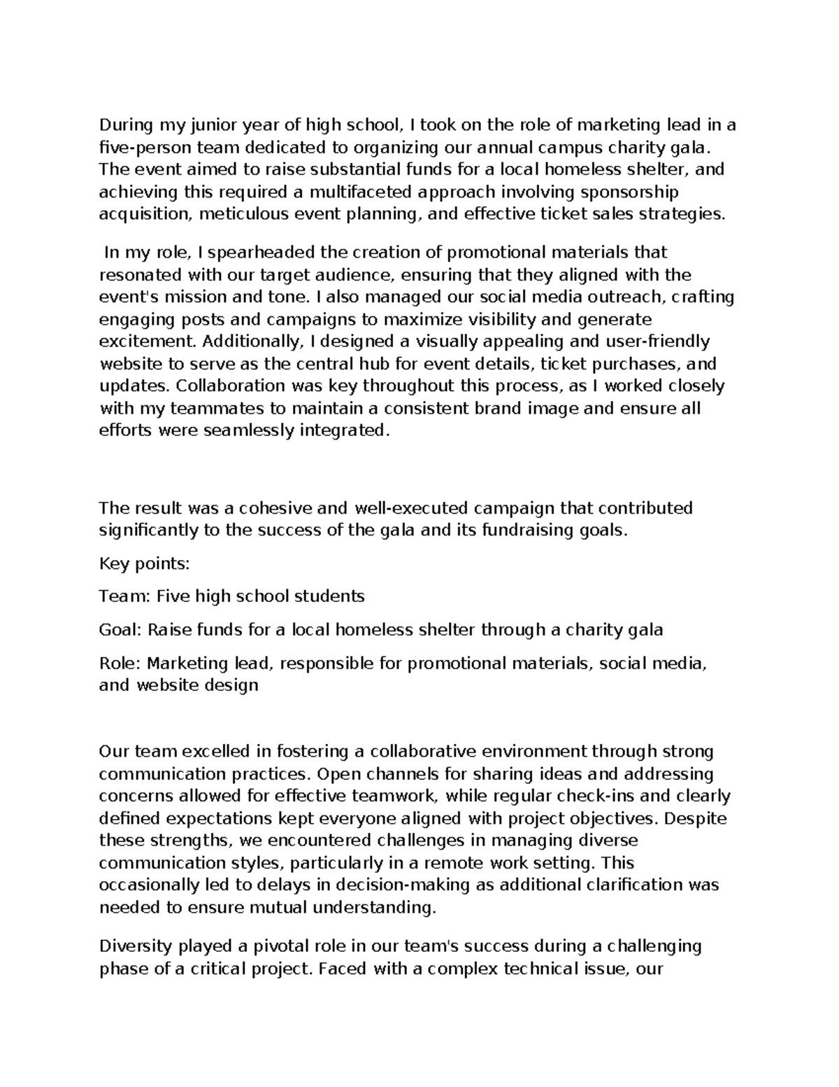 Conflict resolution - During my junior year of high school, I took on ...