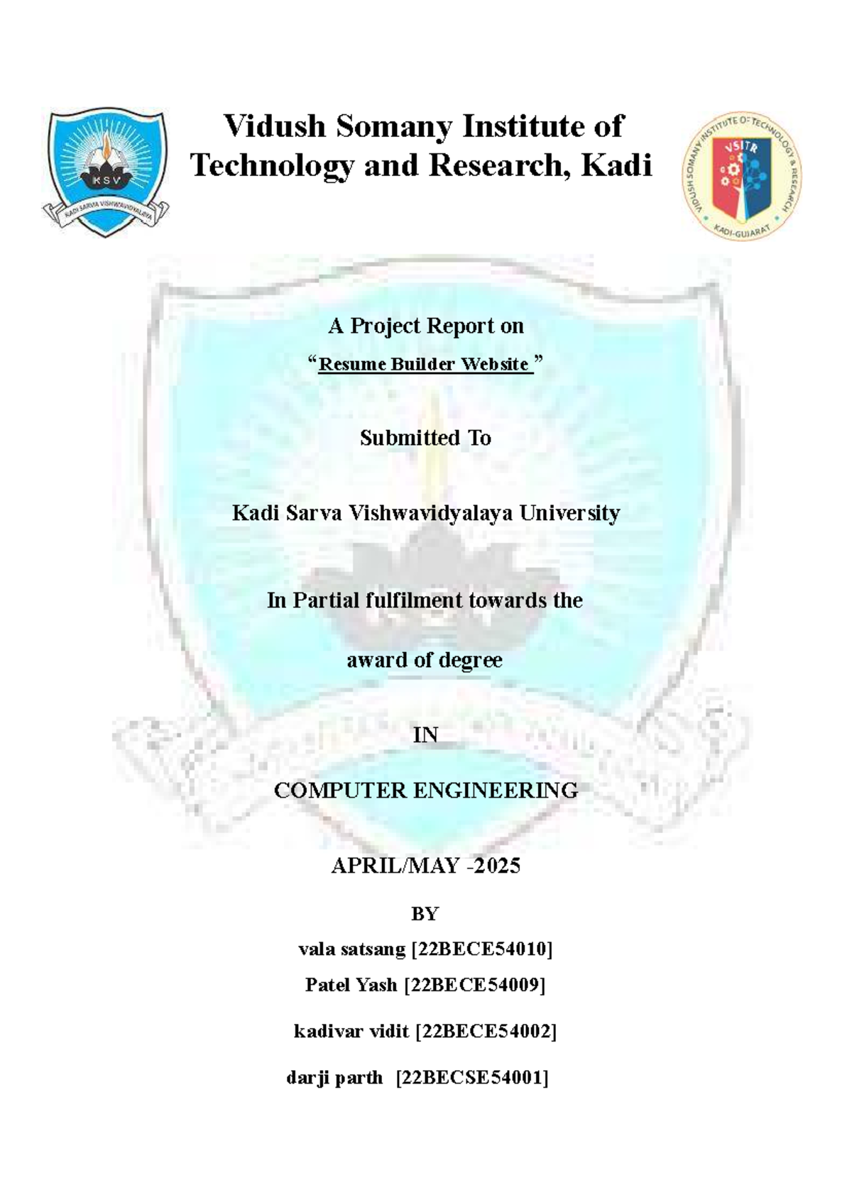 Project Report on Builder Website for Computer Engineering (6th Sem ...