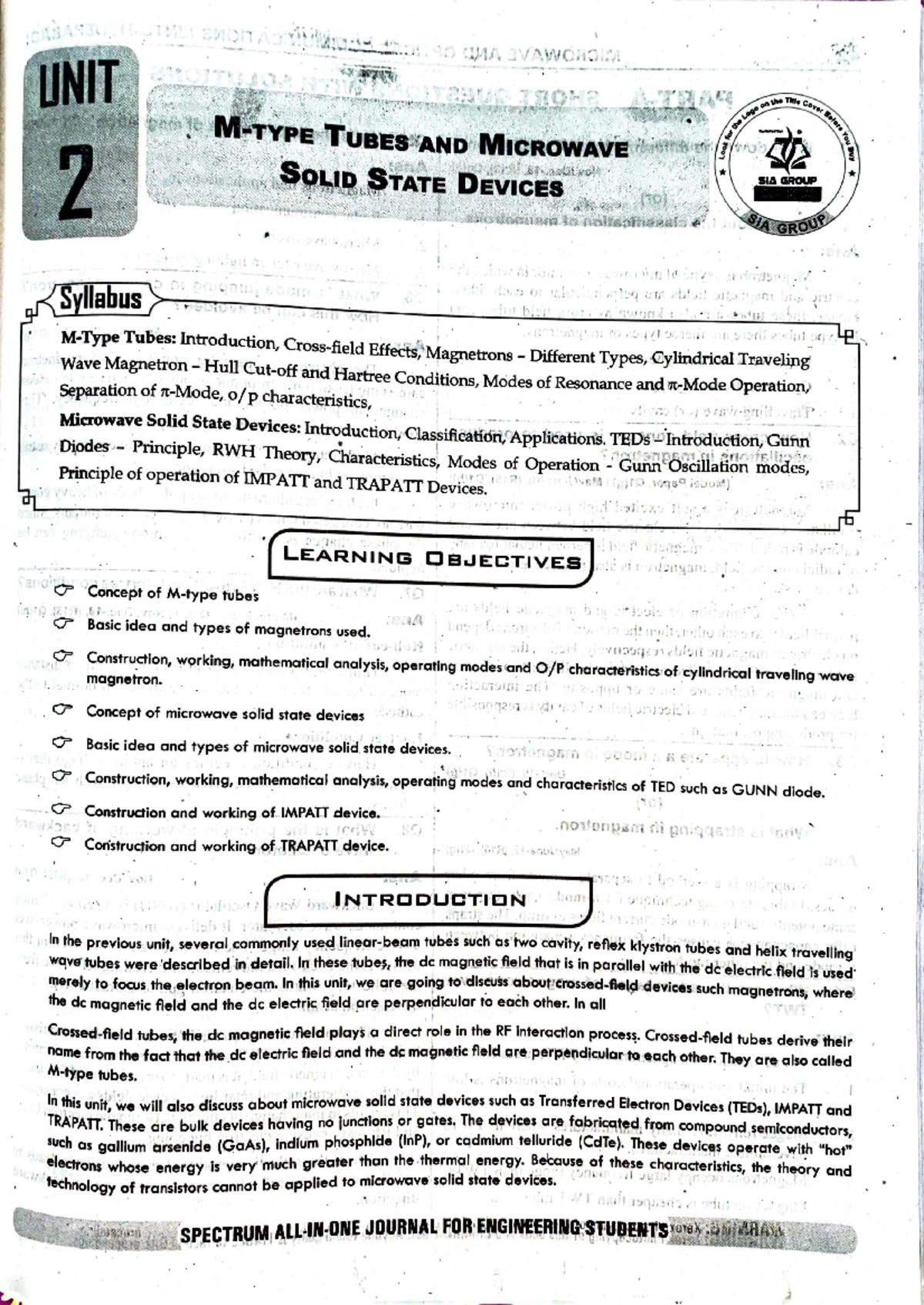 MWOC-1 - Pdf - UNIT Title MICROWAVE TUBES AND 1 SIA GROUP HELIX TWTs ...