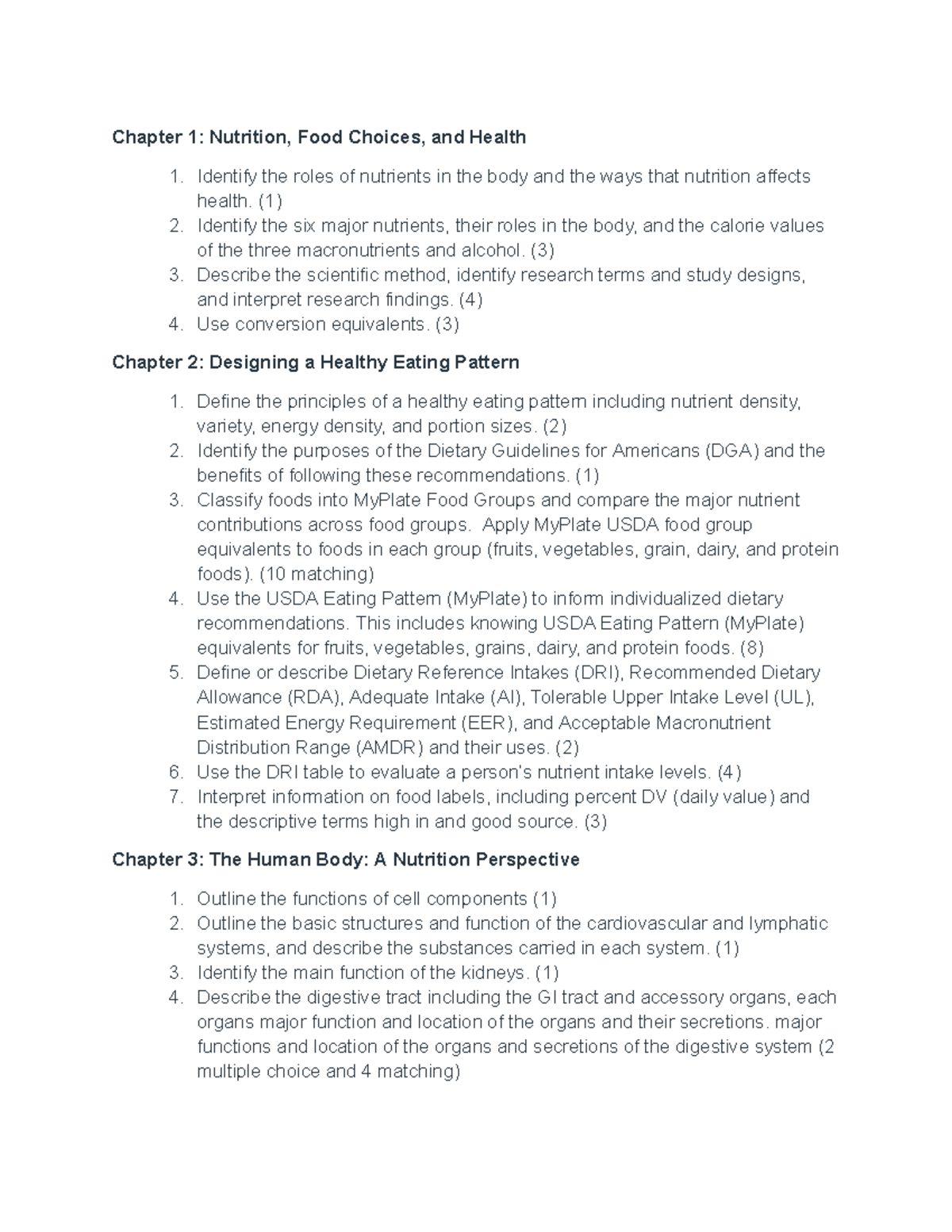 Nutrition 101: Chapter Summaries and Key Concepts - Studocu
