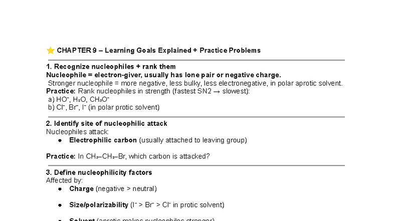 Orgo 3 - Chapter 9-11 Learning Goals & Practice Problems - Studocu