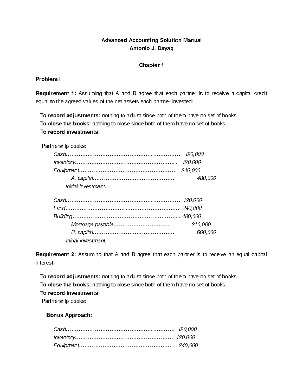 Advanced Accounting Solutions Manual - Test Bank (ACC 201) - Studocu