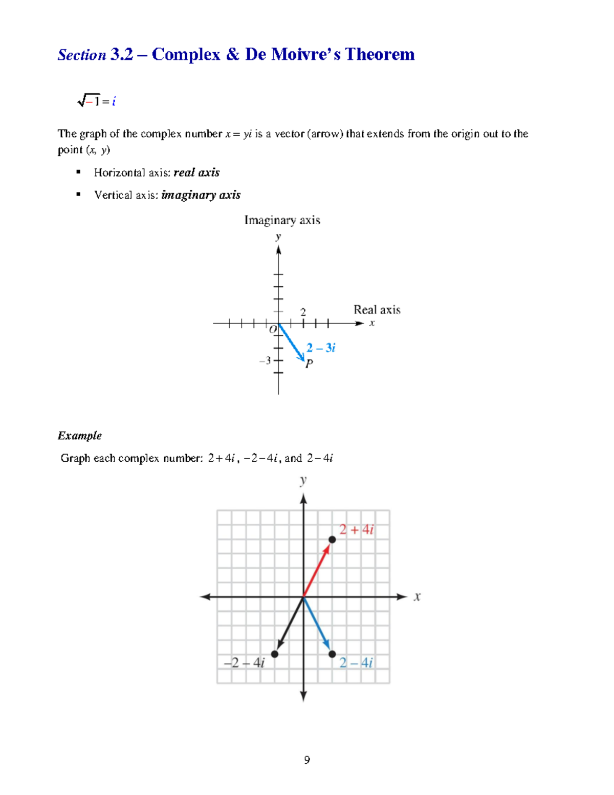 Fcomplex De Moivre - Section 3 – Complex & De Moivre’s Theorem 1 i The ...