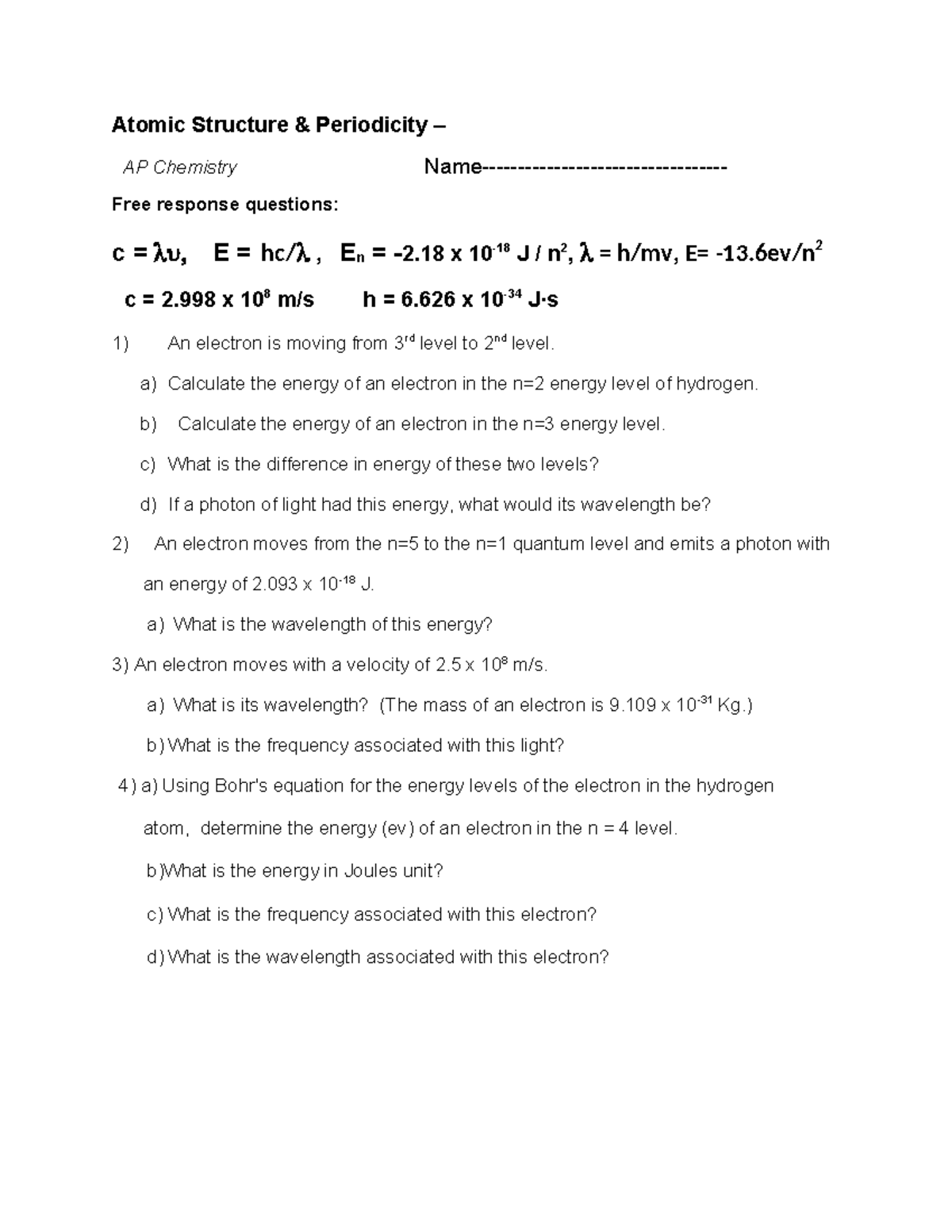 Atomic structure periodicity frq Atomic Structure & Periodicity AP