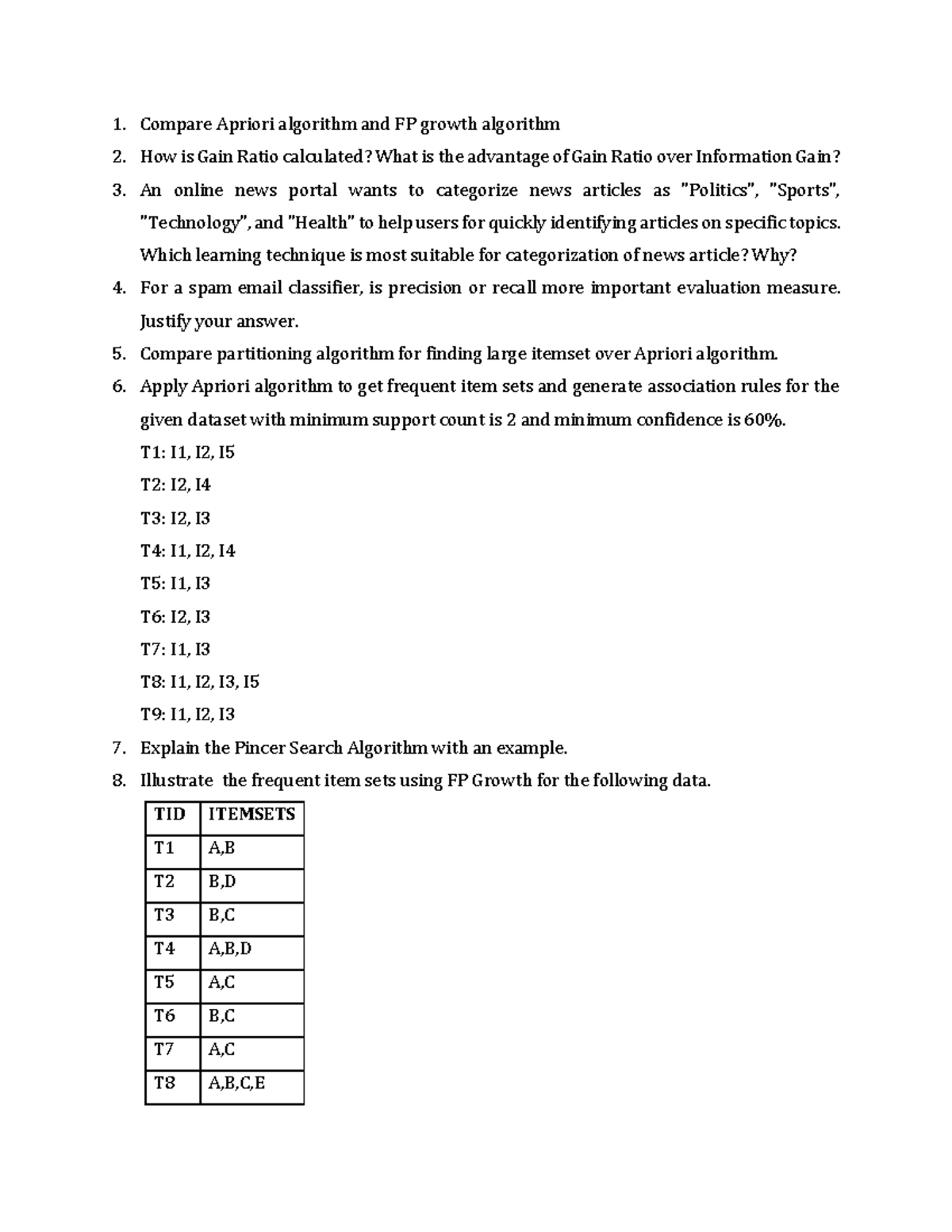 DM Series 2: Question Bank on Data Mining Algorithms and Techniques ...