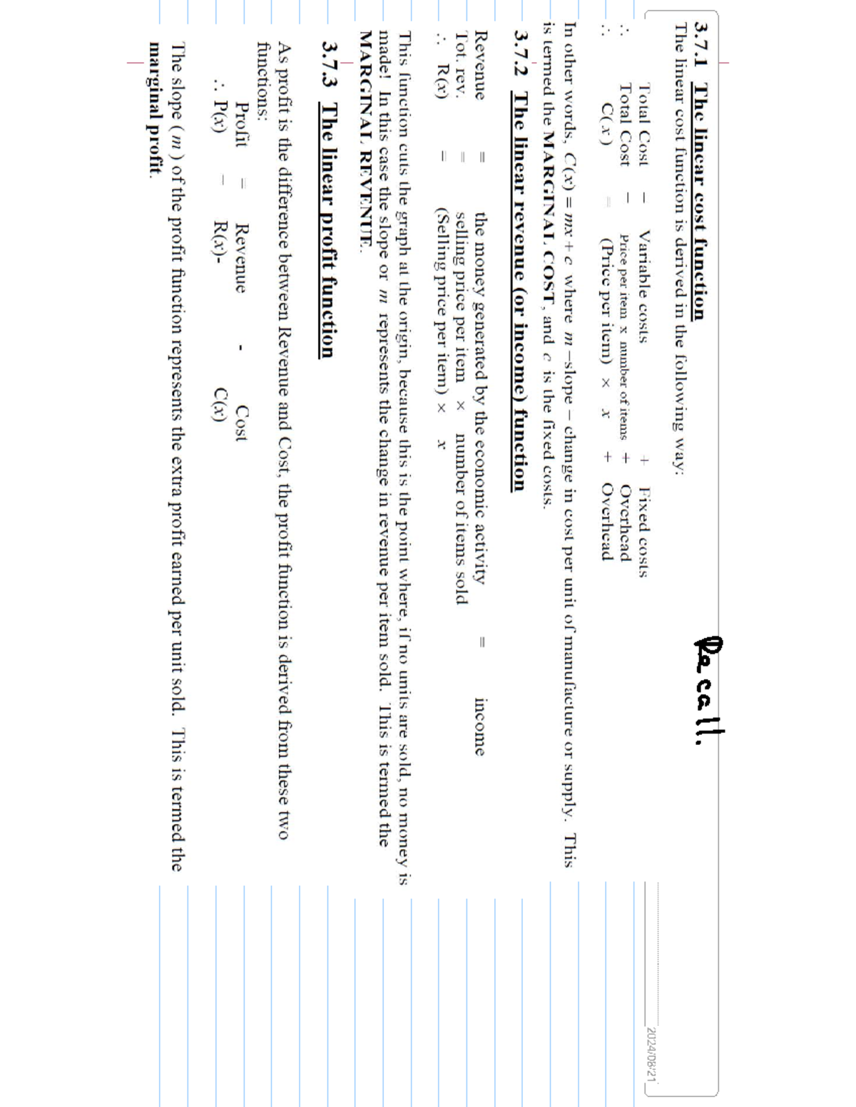QSc 132 U3 Lesson 18: Linear Cost, Revenue, and Profit Functions - Studocu