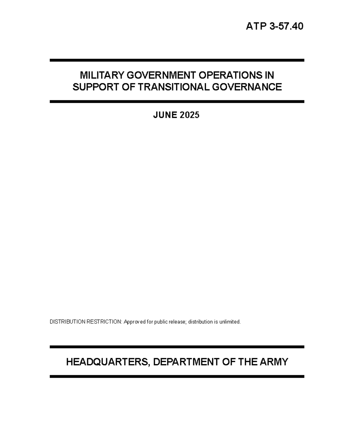 ATP 3-57.40 Military Government Operations for Transitional Governance ...