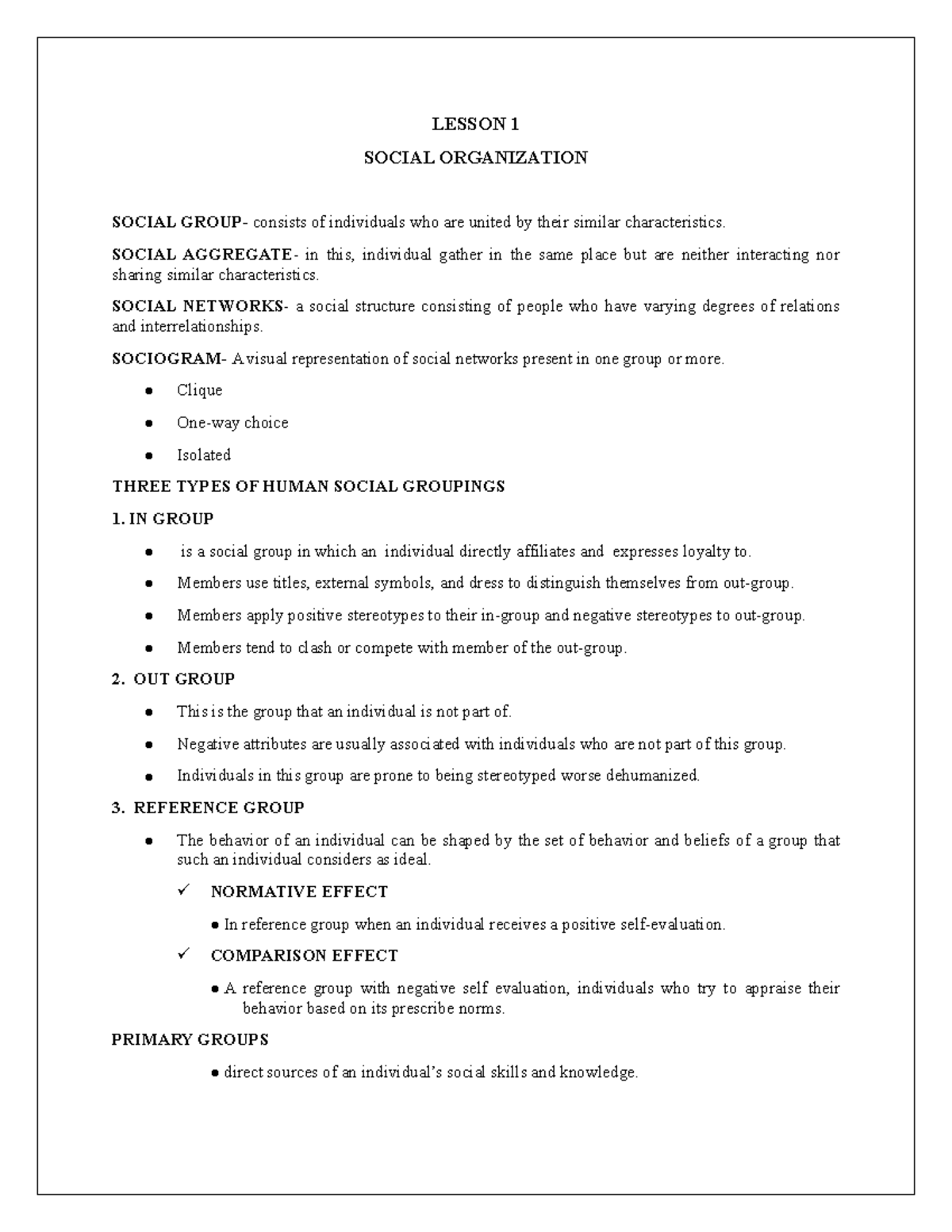 Lesson 1: Social Organization and Political Concepts (UCSP) - Studocu