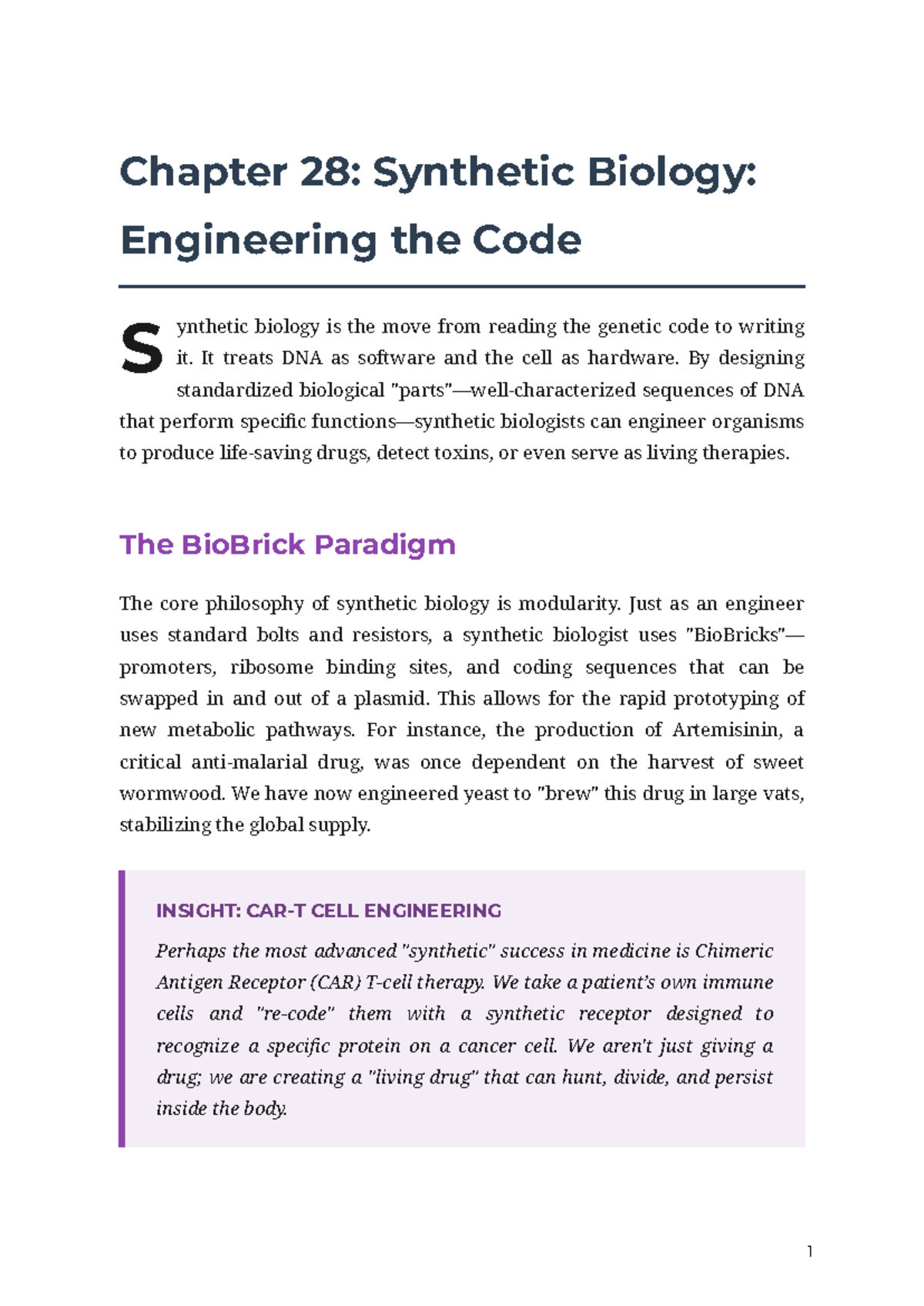 Chapter 28: Synthetic Biology - Engineering Genetic Code - Studocu