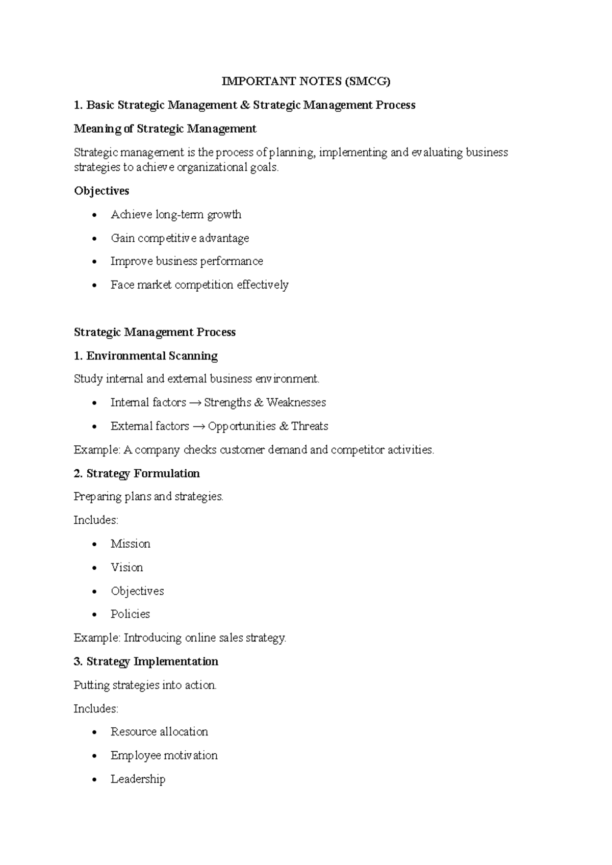 Strategic Management Notes (SMCG): Key Concepts & Frameworks - Studocu