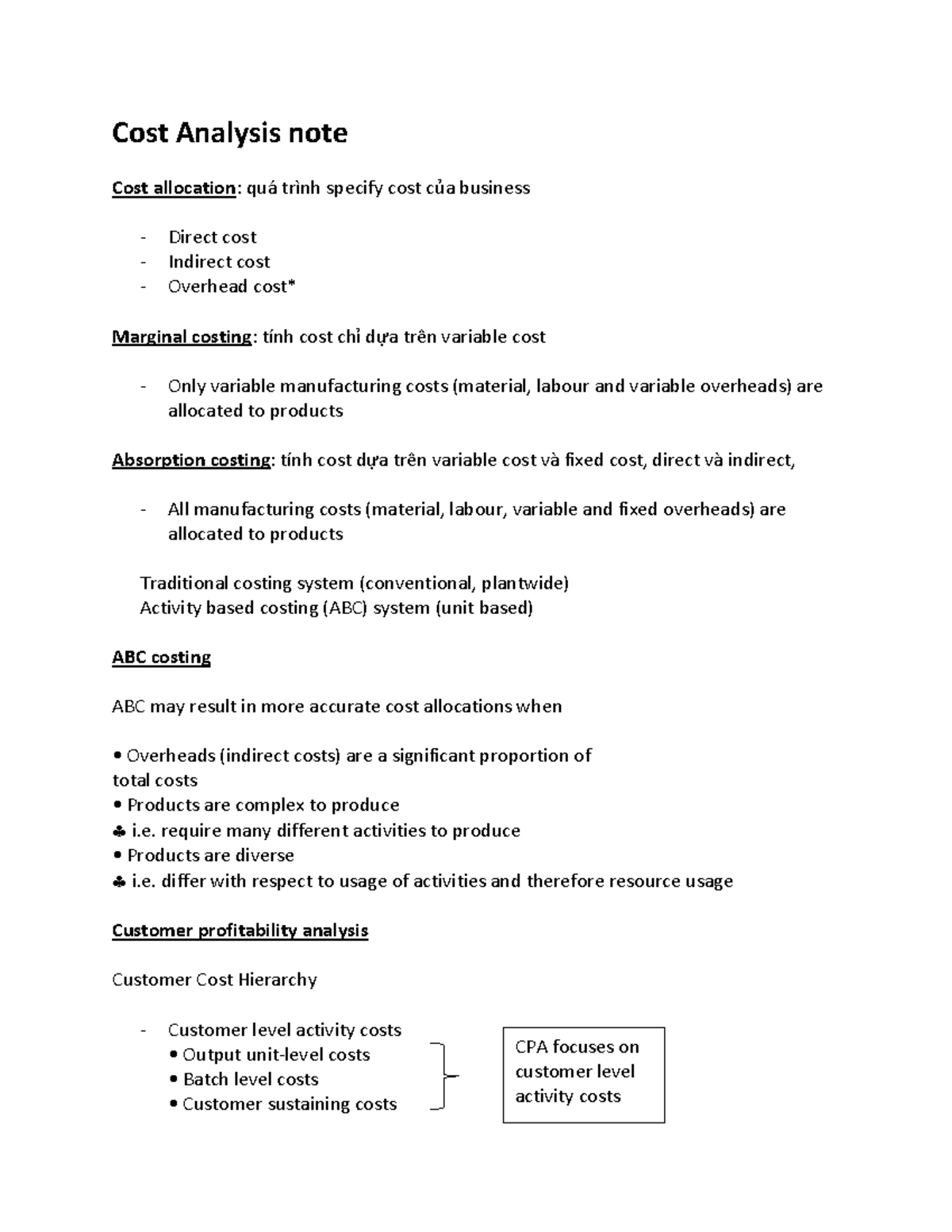 Cost Analysis Study Notes - ABC 2023 - Studocu