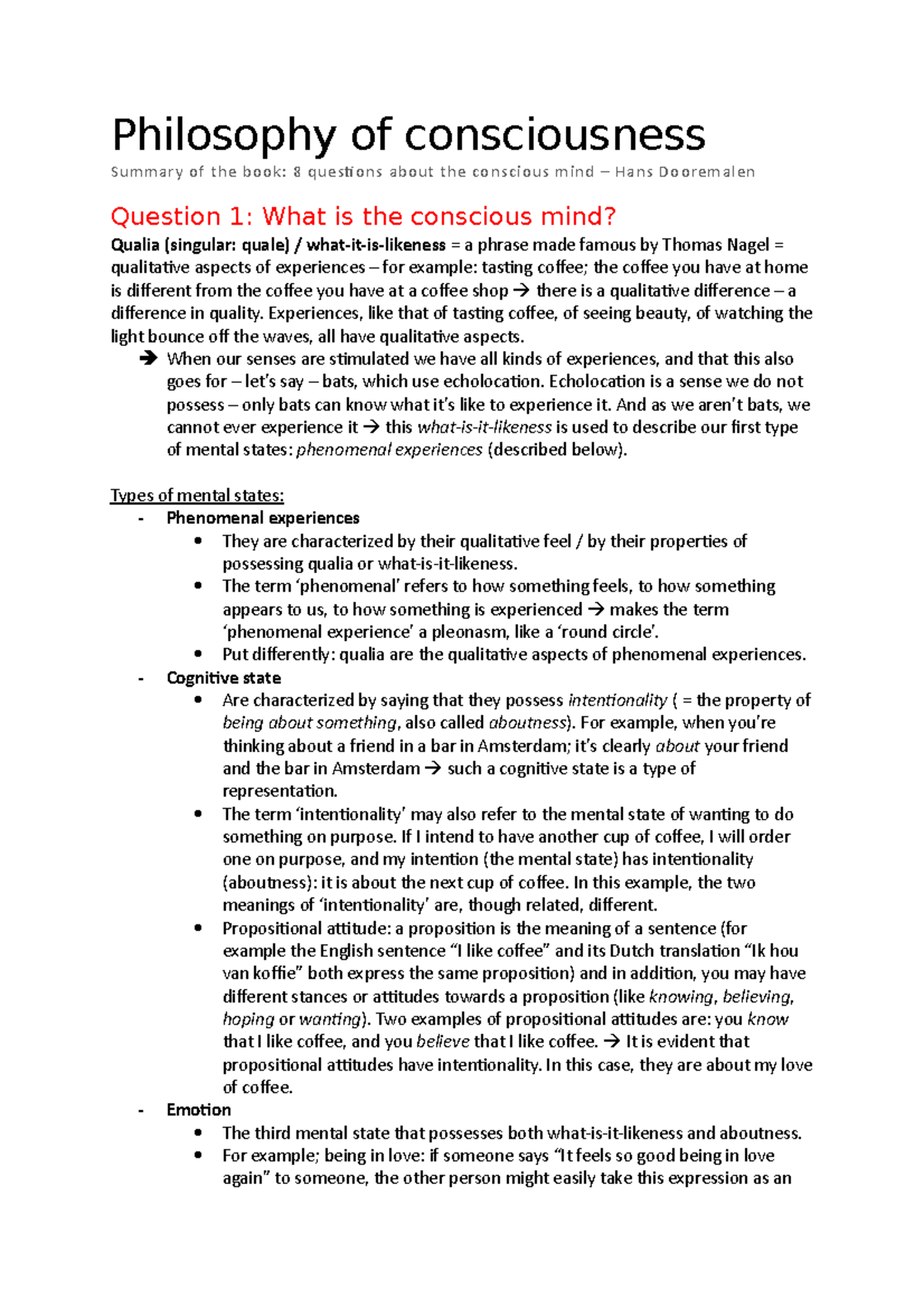 PHIL 101: Summary of the Philosophy of Consciousness - Key Concepts ...