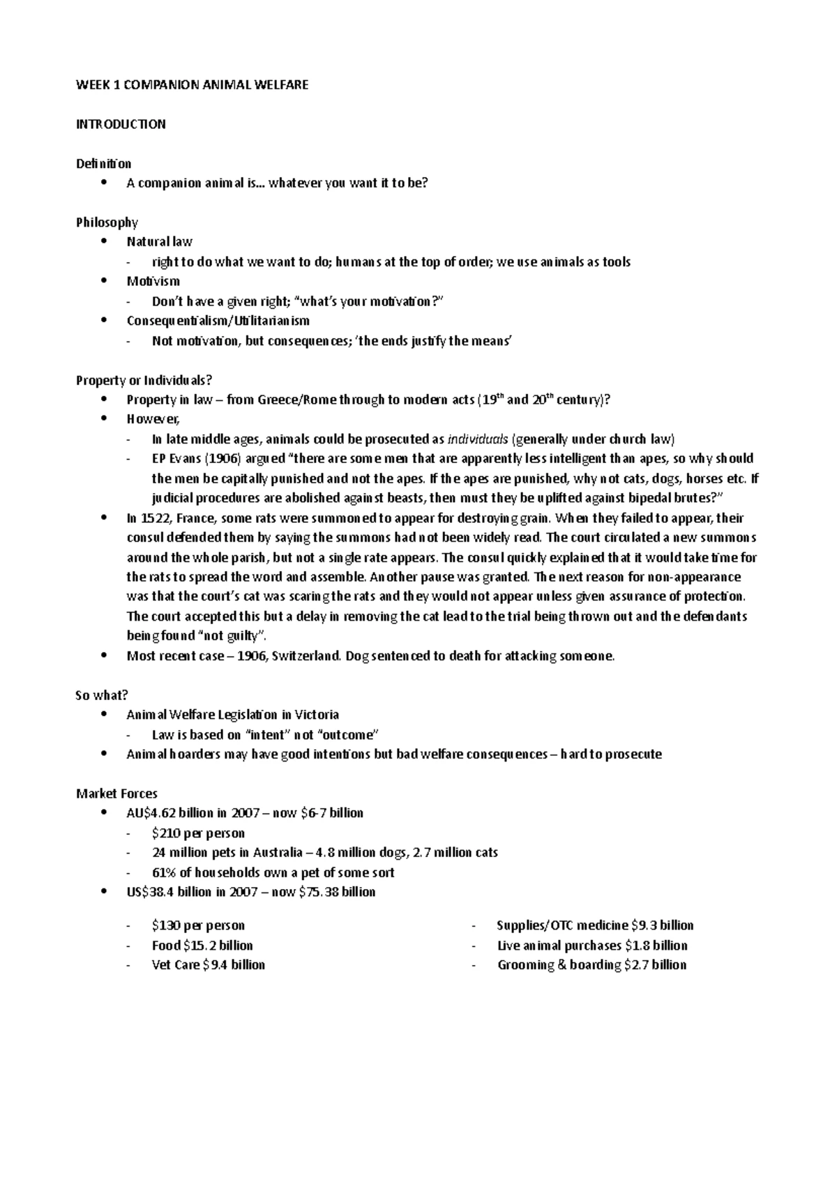 Lecture 1 Notes: Understanding Companion Animal Biology - Studocu