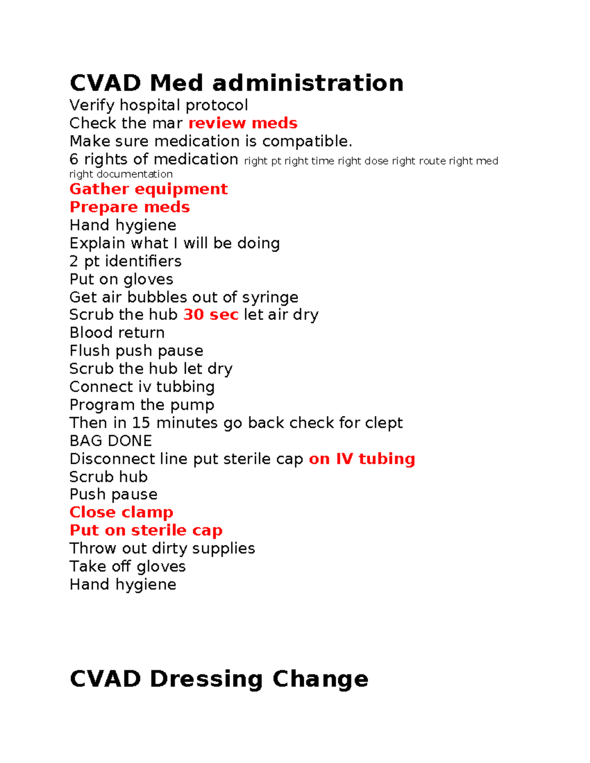 CVAD Med Administration Protocol and Dressing Change Guidelines - Studocu