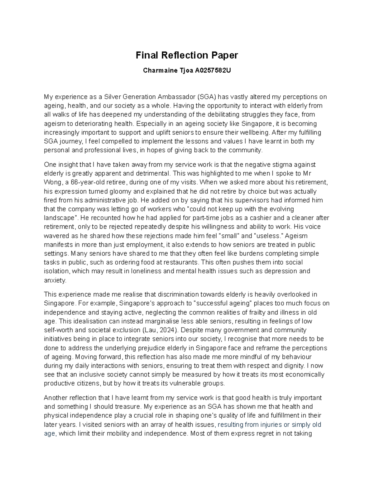 GEN2061 X Final Reflection Paper - Final Reflection Paper Charmaine ...