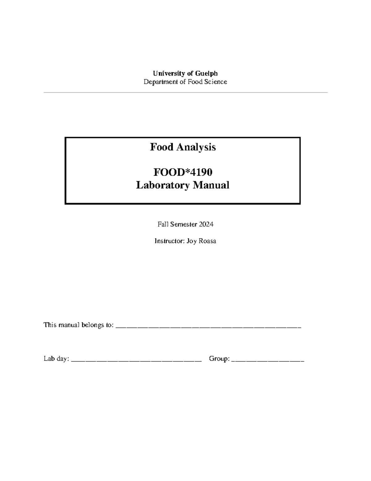 F24 Food Analysis Lab Manual - University of Guelph Department of Food ...
