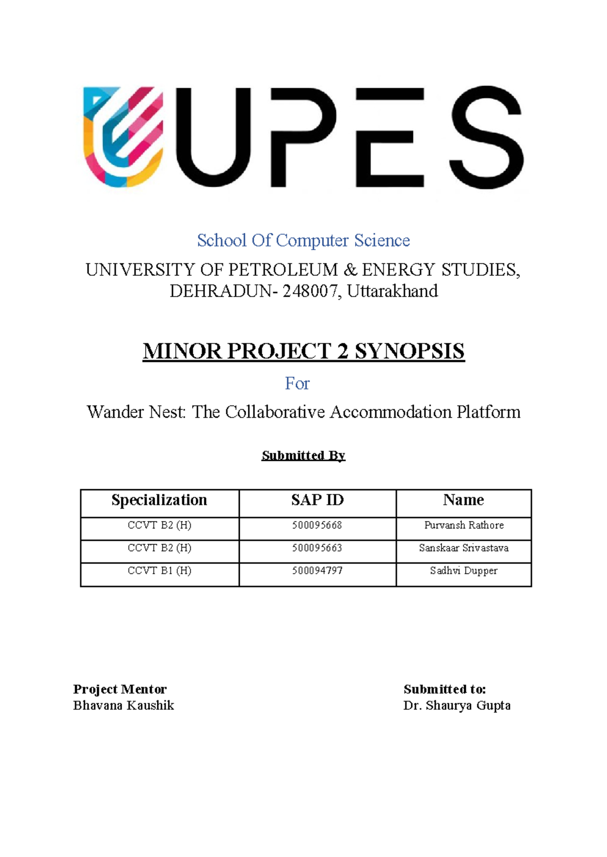 Project Report Sample - School Of Computer Science UNIVERSITY OF ...