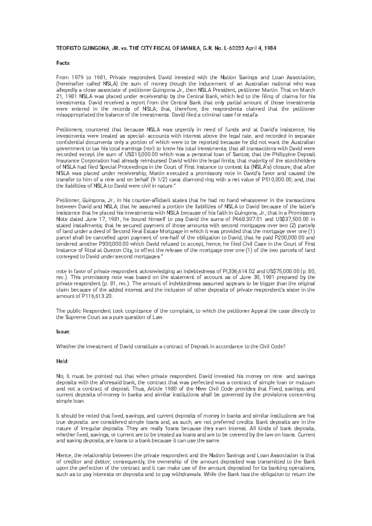 Teofisto Guingona - CASES - TEOFISTO GUINGONA, JR. vs. THE CITY FISCAL ...