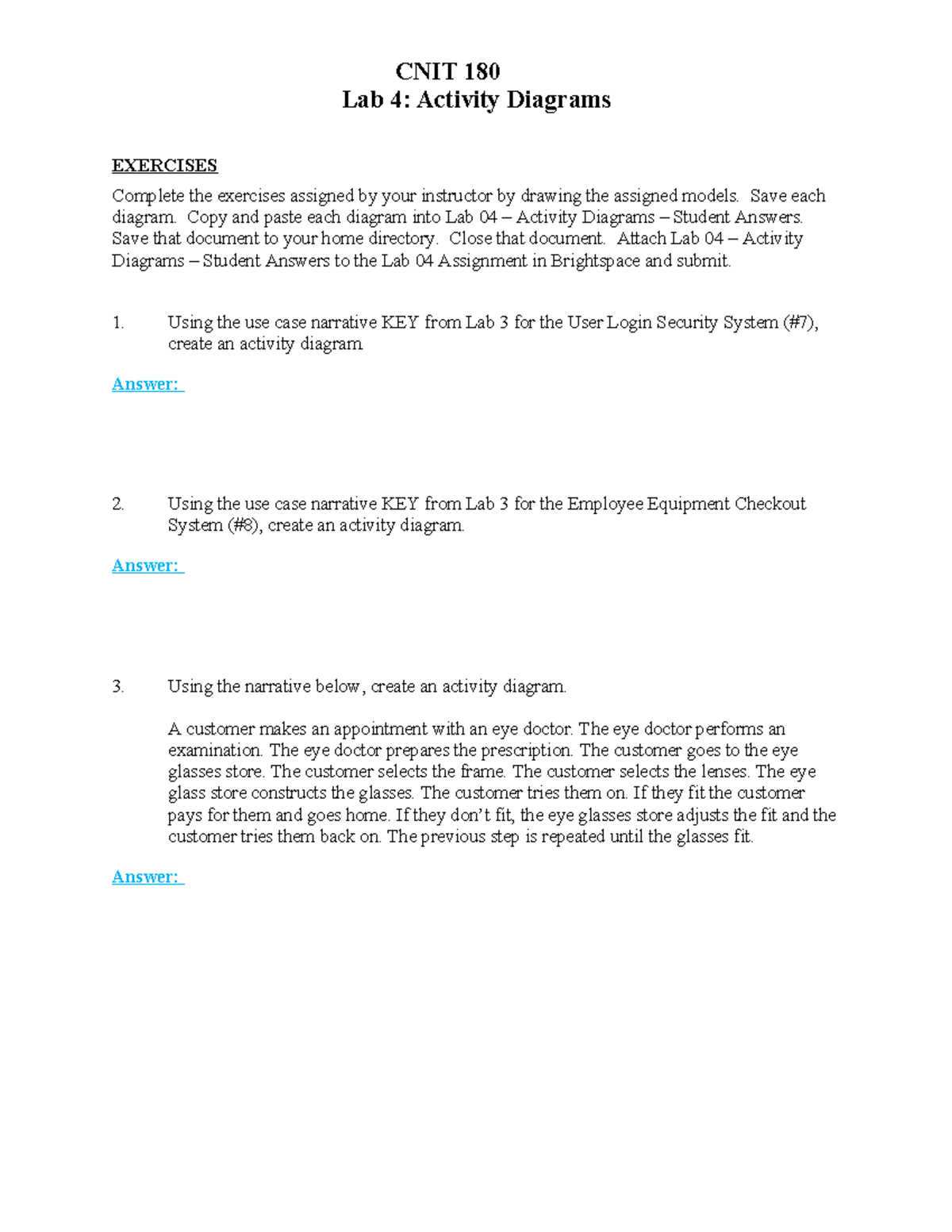 Lab 04 - Activity Diagrams - Student Answers - Lab 4: Activity Diagrams ...