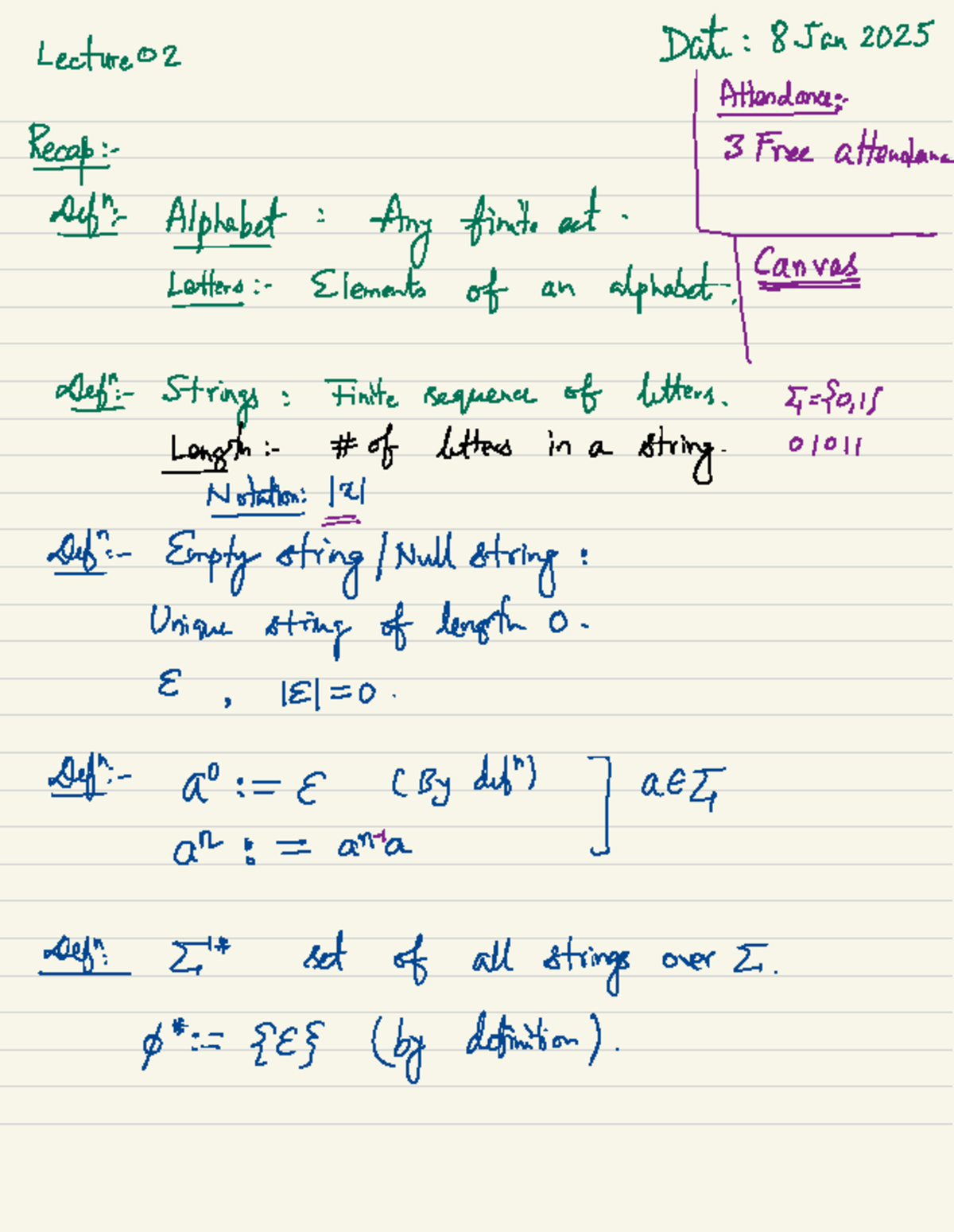 Lecture 02 - notes - ① Kozen ingconcatenatimi Automata & computability ...