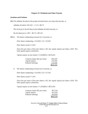 Ross CF 8ce SM Ch13 - Solutions to problems in the book - Chapter 13 ...